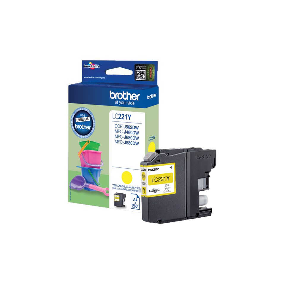 Brother LC-221Y - Geel - Inktcartridge - 260 pagina's