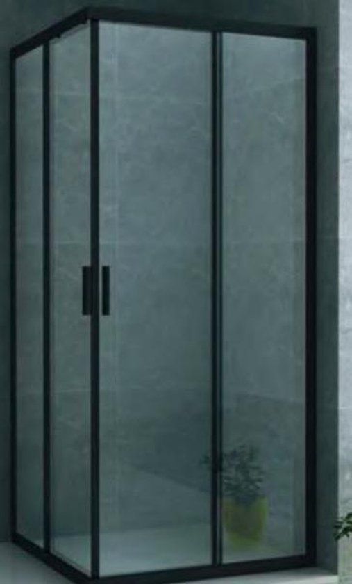 Bouwvoordeel CR-B9090 Douchecabine - Mat Zwart - 90x195cm - Veiligheidsglas - Modern