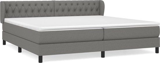 vidaXL Boxspring met matras stof donkergrijs 200x200 cm