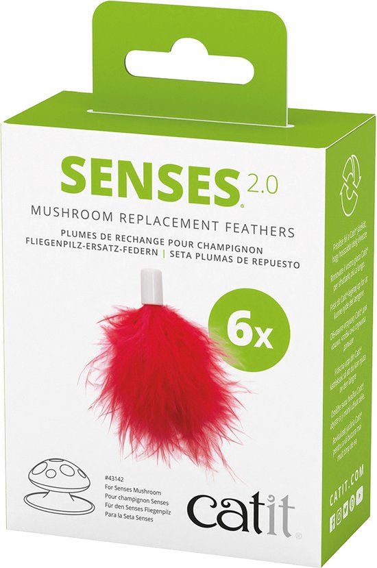 Catit Ca Senses 2.0 Mushroom Feathers - 6 stuks - Rood
