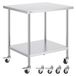 Acier inoxydable établi, 45,7 x 76,2 x 95,5 cm, avec 4 roulettes, réglable en 3 hauteurs