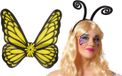 Merkloos Vlinder verkleed set - vleugels en diadeem - geel - volwassenen - carnaval verkleed accessoires
