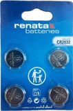 Renata CR2032 Lithium Knoopcel Batterij 3V 225mAh - Blister 4 stuks
