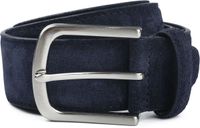 Suitable Riem Suède Leer Donkerblauw (navy) - Maat 105 - Heren leren broekriem / broeksriem - Ceintuur - Riem casual