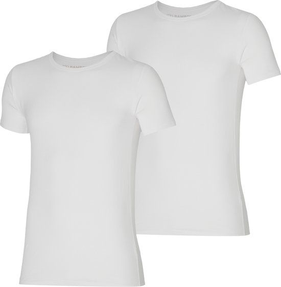 Apollo Heren T-shirt Bamboe - Ronde Hals - 2-pack - Wit - XXL