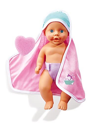 simba New Born babybadpop vuilpet, badbare speelpop, volledig vinyl, kleurwisselfunctie, capuchon, capuchon, 30 cm, vanaf 3 jaar