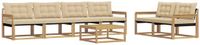 vidaXL - Bank loungeset - 6 zitplekken - Wit en Beige - Acacia hout