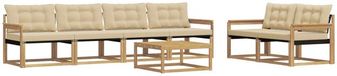 vidaXL - Salon d'angle - 6 places assises - Blanc et Beige - Bois d'acacia