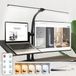 Lampe de bureau LED avec pince, longueur 80 cm, télécommande, lampe de travail à double tête avec 5 couleurs de lumière et réglage de l'intensité variable, lampe sans scintillement, protégeant les yeux