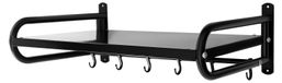 StarTech Magnetronplank - Keukenplank - 53 cm - Eén niveau - 6 haken - Koolstofstaal - Wandmontage - Zwart