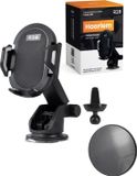R2B Support téléphone voiture ventouse + coussin tableau de bord - Noir
