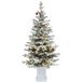 YITAHOME 140 cm geprefabriceerde kunstkerstboom met verlichting, slanke dennenboom met 11 rode bessen, 358 PE/PVC-mengtakken en 100 warmwitte leds, voor woonkamer, kantoordecoratie