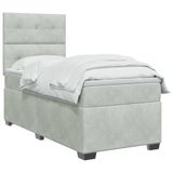 vidaXL Boxspringbed met matras Lichtgrijs 90 x 190 cm Fluweel