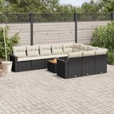 Maison Exclusive - Ensemble de jardin, 11 pièces, avec coussins, noir, en polyrotin