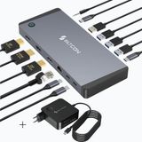 Siltcon® 14 in 1 Docking Station Laptop – USB C Hub – USB C Dock – 2x DisplayPort 4K 60Hz – 1x HDMI 4K 60Hz – 100W Thunderbolt 4 – RJ45 Gigabit – 4x USB-A 3.2 – 4x USB-C 3.2 – Plug & Play – Incl. 100W Adapter – Space Grey