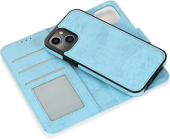 Mobiq - Magnetische 2-in-1 Wallet Case iPhone 14 Plus - lichtblauw | Book Case