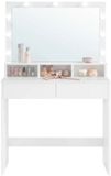 Et Ochama Kaptafel Coiffeuse, Make-uptafel, met verlichte LED-spiegel, 3 instelbare kleuren, kaptafel met lade, wit