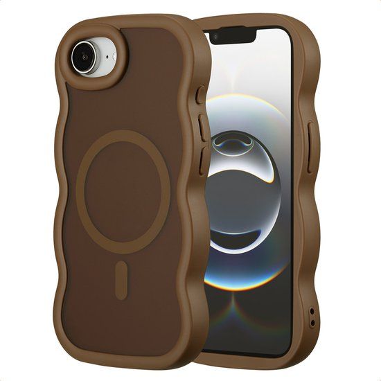 Selencia Wavy Case - Golvend Hoesje geschikt voor Apple iPhone 17e / 16e - Mocha Brown