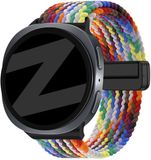 Bandz Magnetisch gevlochten nylon bandje geschikt voor Samsung Galaxy Watch 9 (40/44mm) / Watch 8 (40/44mm) / 8 Classic (46mm) – vrolijke en comfortabele gevlochten nylon strap (Kleurrijk)
