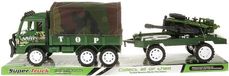 Un camion avec une benne et une remorque