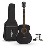 Gear4music Linkshandige Elektro-akoestische Studiegitaar & Accessoireset, Zwart