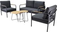 AVH-Collectie Florina stoel bank loungeset 5-delig aluminium teak antraciet