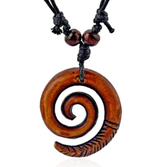 LGT JWLS Lookinggoodtoday Touw Ketting voor Mannen met Bruine Ronde Kettinghanger van Hars
