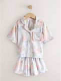 Next - Meisjes - Satijnen korte pyjama met knoopsluiting - Wit