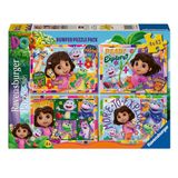 Ravensburger - Set van 4 Dora puzzels, Puzzels voor kinderen van 4 jaar en ouder, Cadeau voor meisje en man van 4 jaar oud, 42 stuks, kinderpuzzels 36 x 26 cm