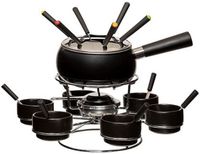 5five Fondueset - 6 personen - keramiek - zwart - draait - chocoladefondue - kaasfondue - D34 cm