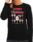 Bellatio Decorations foute kersttrui/sweater dames - Kerst Wijn - zwart - All I Want For Christmas L