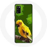 Maniacase Etui voor Oppo A16 Geel parkiet vogels groene achtergrond