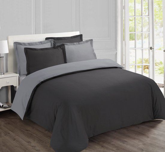 Vision Home Omkeerbaar Dekbedovertrek - 240x220 cm - Antraciet/Grijs