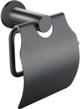 BES LED Toiletrolhouder met Klep - Leoni Rimbo - Rond - PVD - Gunmetal Grijs