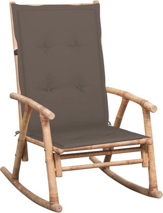 vidaXL Schommelstoel met kussen bamboe