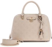 GUESS Dita Dome Satchel Bag Light Taupe Logo crème