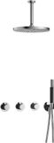 Hotbath Cobber - CB7067 - Inbouw Regendoucheset - Chroom - 2 Stopkranen - Thermostatisch - Plafondbuis 15 cm - Hoofddouche 300 mm - Staafhanddouche - Waterbesparend