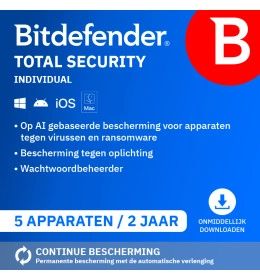 Bitdefender Total Security Individual 5 apparaten 2 Jaar