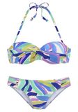 s.Oliver Banddeau-bikini-set met blauw-groen patroon, Blauw-groen patroon, 36 / C