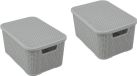 Home Essential Panier en plastique imitation rotin, set de 2, sans BPA, gris clair, 19 litres