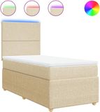vidaXL Boxspring met matras stof crèmekleurig 100x200 cm