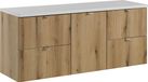Nova Oak Meuble de salle de bain 140cm – 4 Tiroirs, 1 Porte – Naturel/Blanc