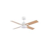Eden pulse Witte ventilator, 20 W, 4 vleugels wit/beuken, omkeerbaar, 6 snelheden, 2350 lm, 37/47 x 106 x 106 cm