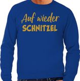 Bellatio Decorations Apres ski sweater heren - Auf wieder Schnitzel - blauw - glitter goud - wintersport XXL