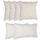 Atmosphera Bank/sierkussens Sophia - set 6x - Ivoor wit - polyester - met rits - In 2 formaten