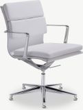 Furnicher Lucas Chaise de réunion - Assise en cuir - Cadre chromé - Blanc