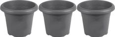 Hega hogar Flori 35 cm - 3x Grijze ronde plantenpotten - Kunststof - Onbreekbaar