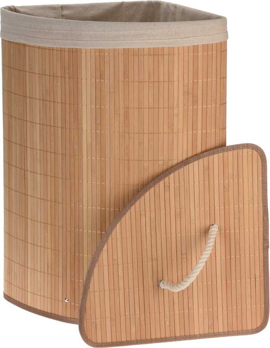 4Goodz Bruine Opvouwbare Bamboe Wasmand Hoekmodel 60x30x30 cm - Bruin