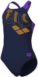Arena 1-delig meisjes zwempak V Back marineblauw/violet 6 jaar