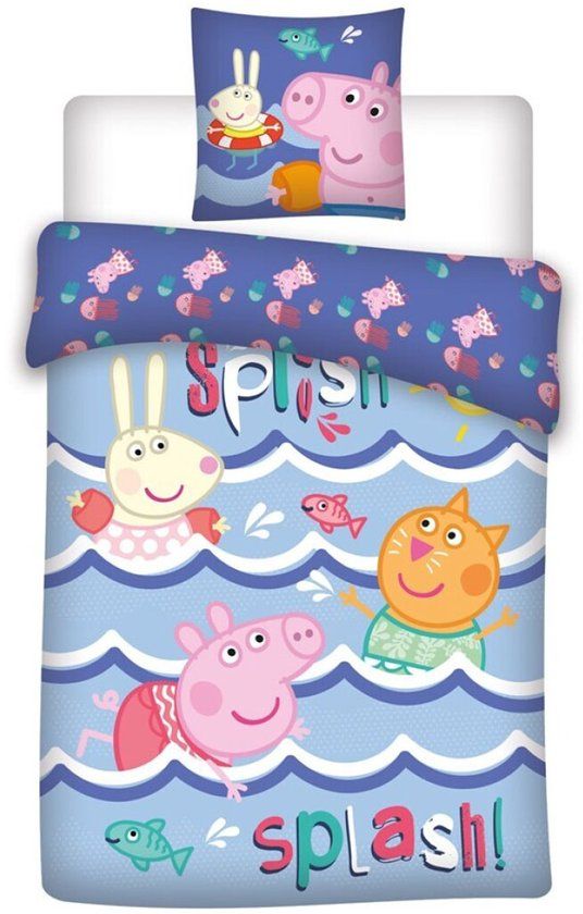 4KidsOnly Peppa Pig Dekbedovertrek Splash - 140 x 200 cm / 65 x 65 cm - Katoen